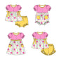 Baby Girl Short Sleeves Flower Pink Plaid Sibling Romper Dress Clothes Set ( Moq 5 Each Design )11.19