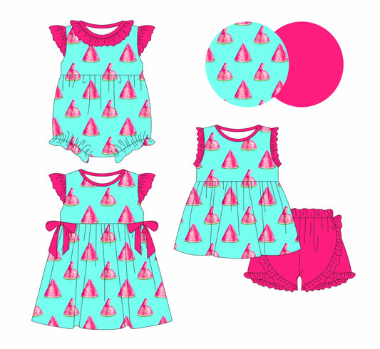 Baby Girl Watermelon Sibling Romper Dress Set ( Moq 5 Each Style ) 1.2