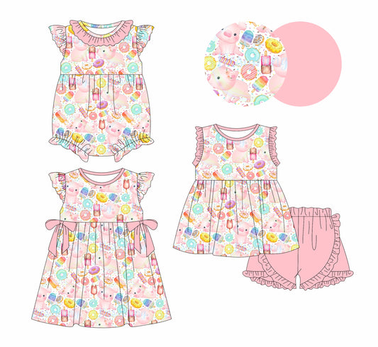 Baby Girl Donuts Pigs Sibling Dress Romper Set ( Moq 5 Each Style ) 1.6