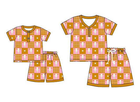 ( Moq 5 Each Style ) Baby Girl Adult Women Cow Cakes Sibling Mommy And Me Family Pajamas Set 4.24