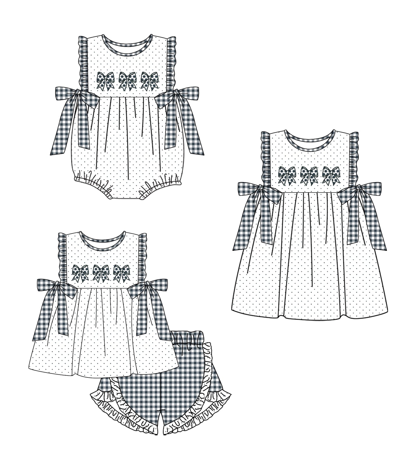 Baby Girl Bows Sibling Romper Dress Set ( Moq 5 Each Style ) 12.19
