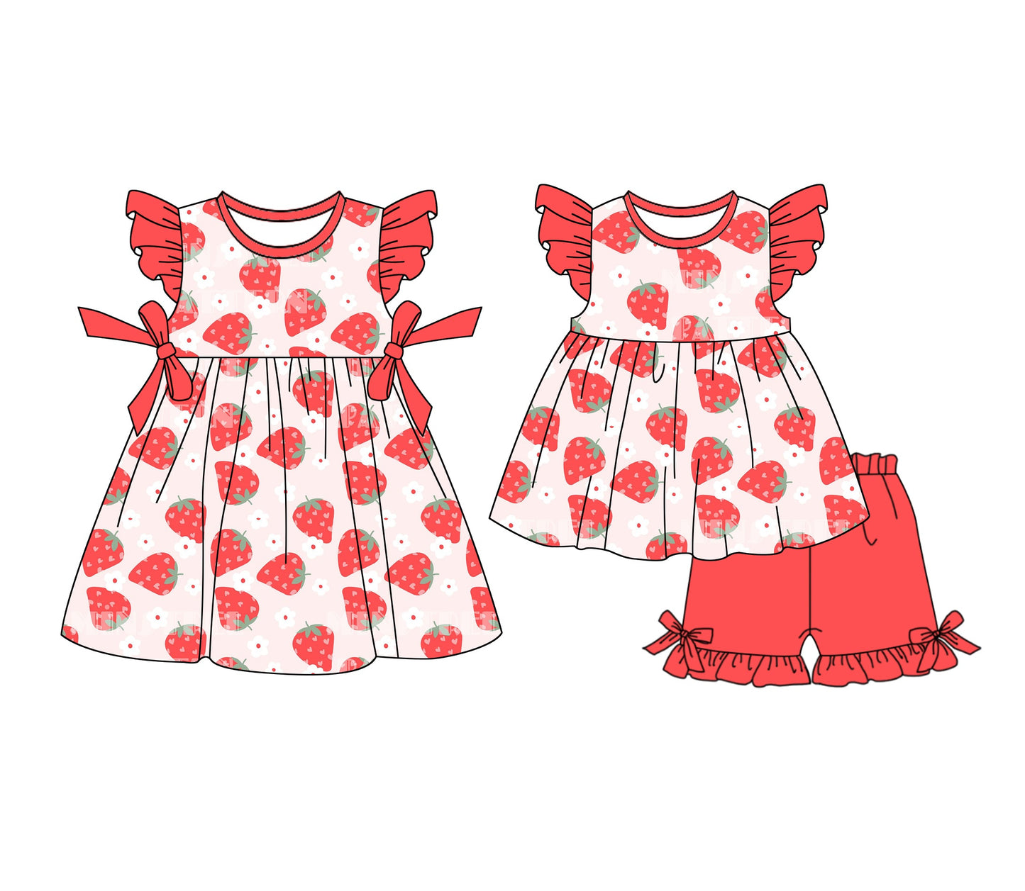 Baby Girl Flower Strawberry Sibling Dress Set ( Moq 5 Each Style ) 1.4