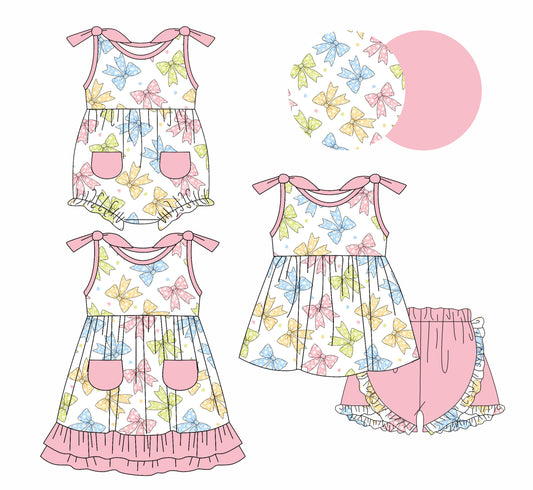 Baby Girl Straps Bows Sibling Romper Dress Set ( Moq 5 Each Style ) 1.7