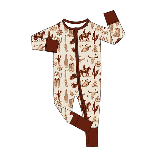 Baby Boy Western Rodeo Cactus Zipper Romper