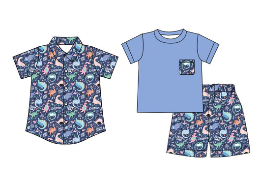 Baby Boy Short Sleeves Dinosaurs Sibling Shirt Set ( Moq 5 Each Style ) 2.12