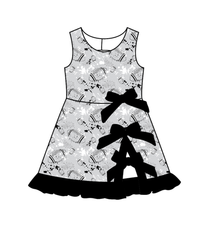 ( Moq 5 Each Style ) Baby Boys Girls Kids Football Sibling Shorts Romper Bows Dresses Set Team Grey Clothes