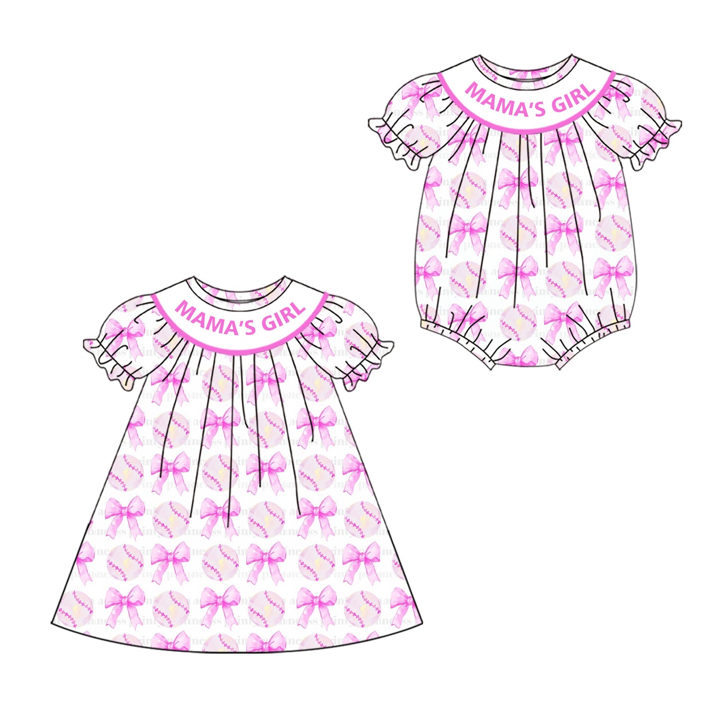 ( Moq 5 Each Style ) Baby Kids Short Sleeves Bows Mama's Girl Sibling Romper Dress 4.19