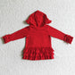 Baby Girl Red Long Sleeves Hoodie Cotton Ruffle Coat Tops