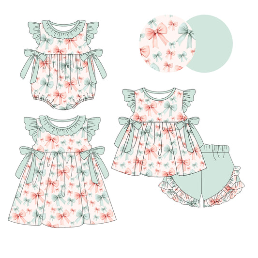 Baby Girl Short Sleeves Bows Sibling Romper Dress Set ( Moq 5 Each Style ) 4.2