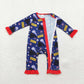 Baby Girl Long Sleeves Christmas Train Zipper Bamboo Romper