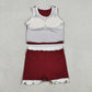 Baby Girls Kids Shirt Scallop Skirt Shorts Yoga Active Dark Red Set Clothes RTS