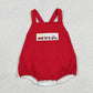 Baby Boy Infant Sleeveless Embroidery Car Red Bubble Romper RTS
