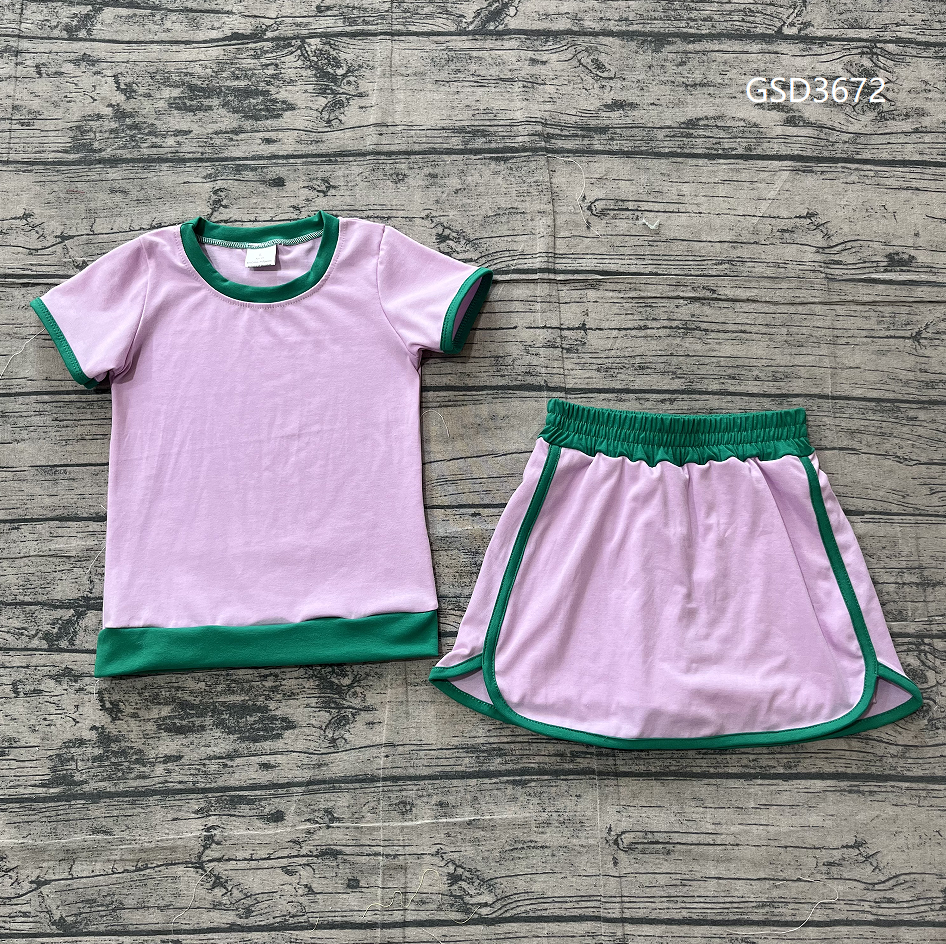 Baby Girls Kids Short Sleeves Shirt Shorts Pink Cotton Clothes Set RTS