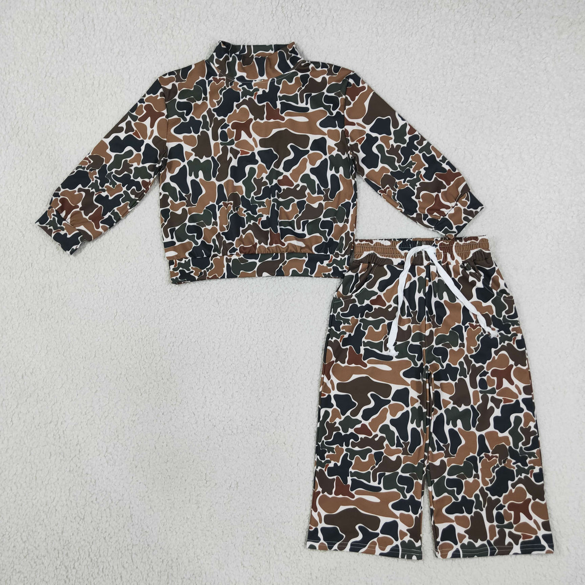 Baby Girls Kids Long Sleeves Brown Camo Shirt Pants Yoga Active Set Clothes RTS