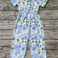 Baby Girl Short Sleeves Flower Pockets Pants Jumpsuit