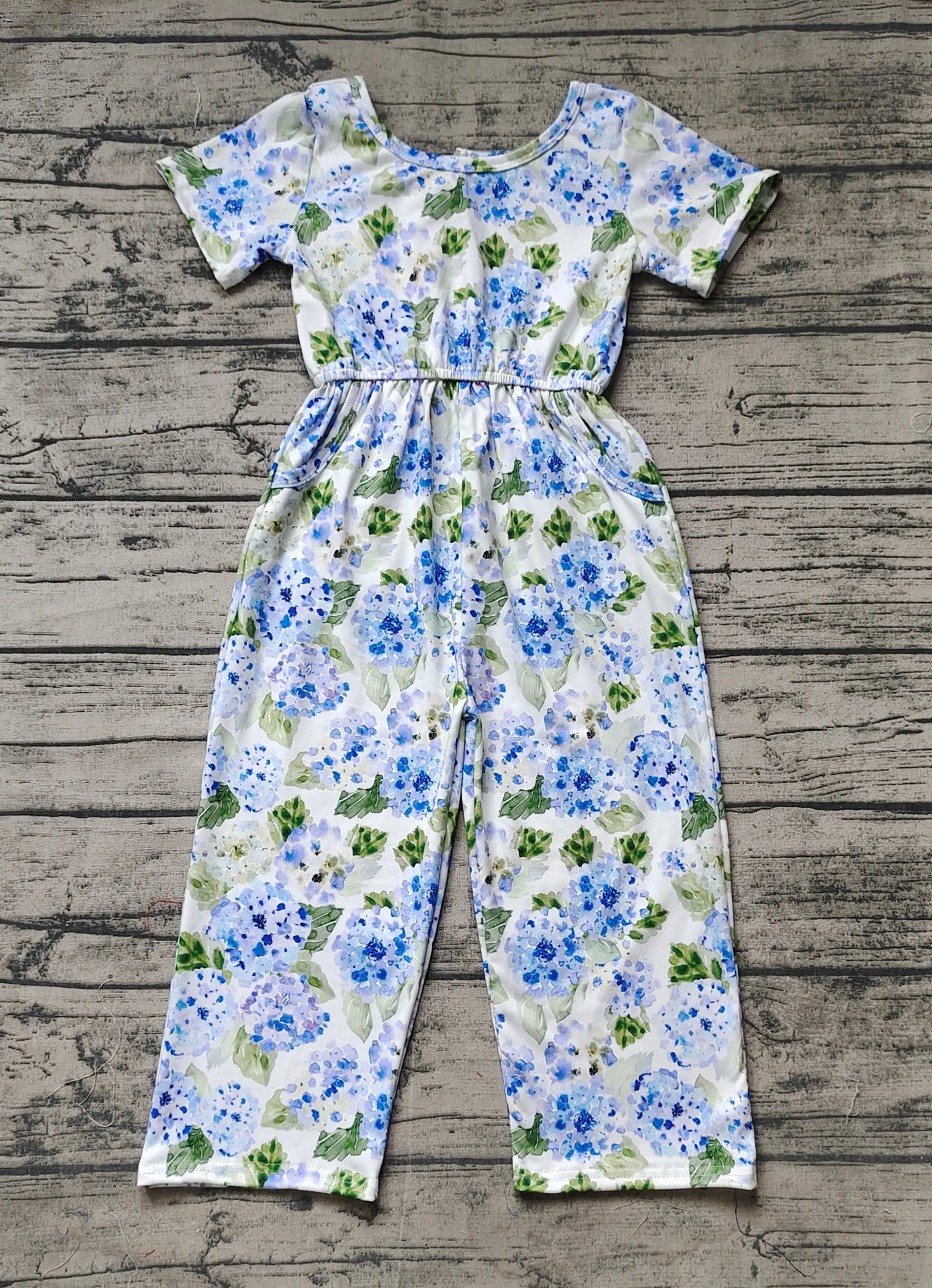 Baby Girl Short Sleeves Flower Pockets Pants Jumpsuit