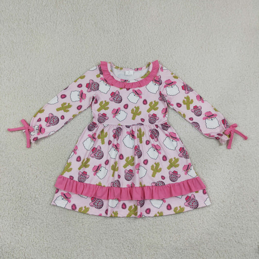 Baby Girls Toddler Long Sleeves Christmas Santa Cactus Western Dress RTS