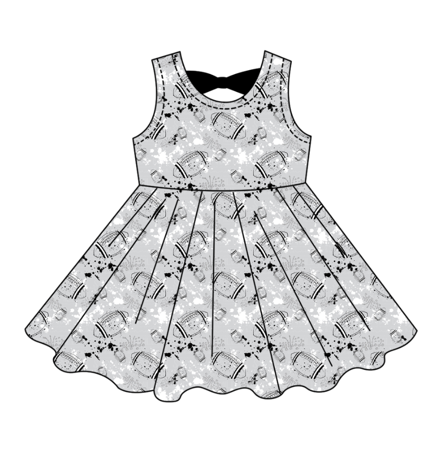( Moq 5 Each Style ) Baby Boys Girls Kids Football Sibling Shorts Romper Bows Dresses Set Team Grey Clothes