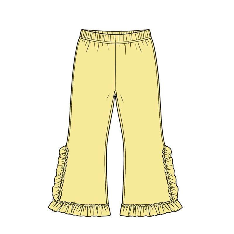 ( Moq 5 ) Baby Girls Kids Yellow Ruffle Pants Bottoms Cotton Clothes