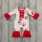 Baby Girl Long Sleeves Christmas Santa Red Ruffle Buttons Romper RTS