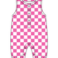 Baby Girl Sibling Pink Checkered Shirt Romper Set Moq 5