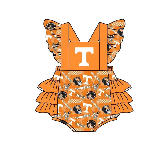 Baby Girl Tennessee Dog Team Romper