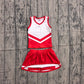 ( No moq ) Preorder Baby Girls Kids Sleeveless Tops Red Skirt Shorts Set Yoga Active Team Clothes