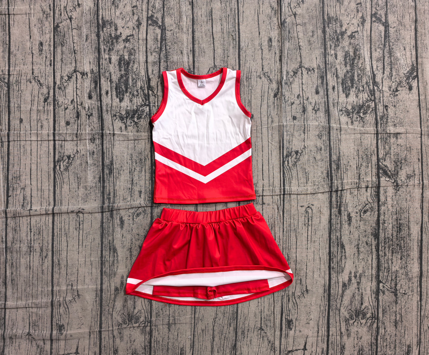 ( No moq ) Preorder Baby Girls Kids Sleeveless Tops Red Skirt Shorts Set Yoga Active Team Clothes