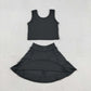 Baby Girls Kids Sleeveless Black Shirt Shorts Skirt Skort Yoga Active Clothes Set RTS