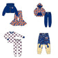 ( Moq 5 each style ) Baby Boy Girl  Team Cheer Sibling Shirt Eagles Bows Jumpsuit Dress Set 8.8