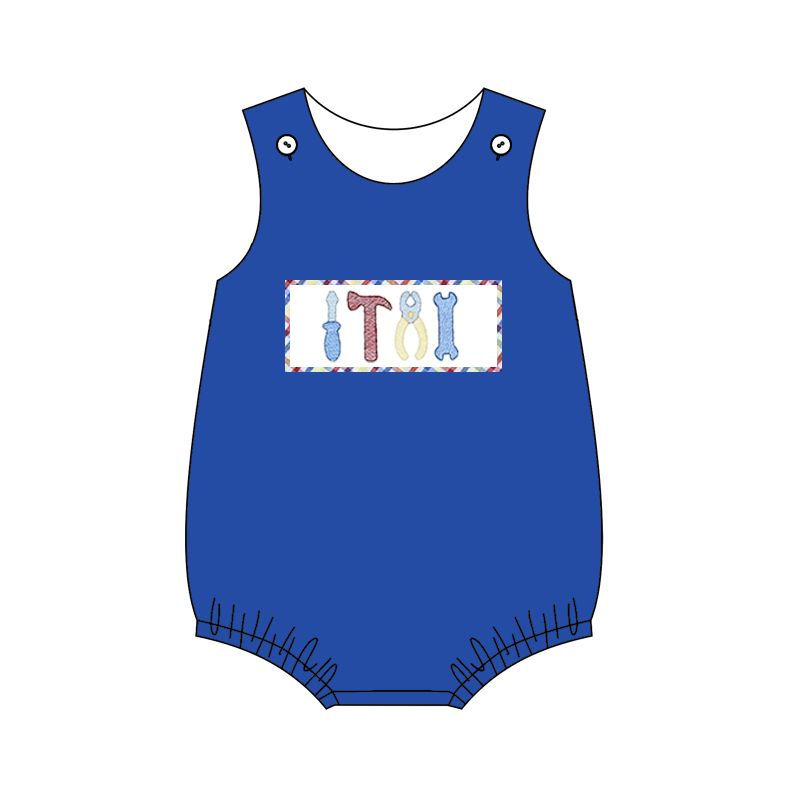 Moq 3 Pre-order SR1241 Baby Boy Sleeveless Tools Blue One Piece Romper