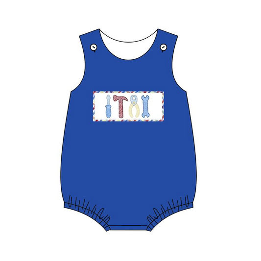 Moq 3 Pre-order SR1241 Baby Boy Sleeveless Tools Blue One Piece Romper