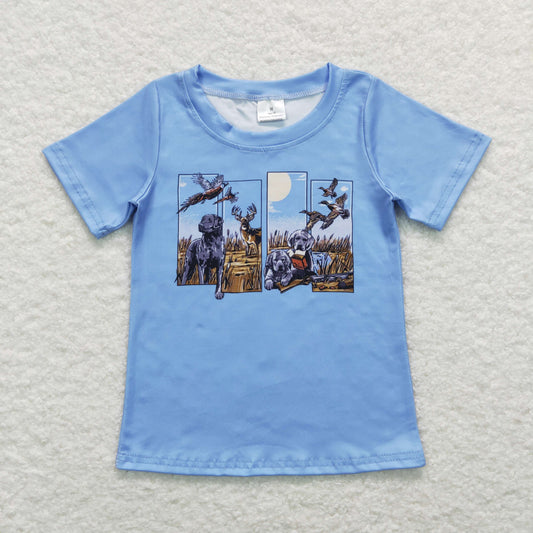 BT0509 Baby Boy Short Sleeves Ducks Dogs Hunting Tops Shirt