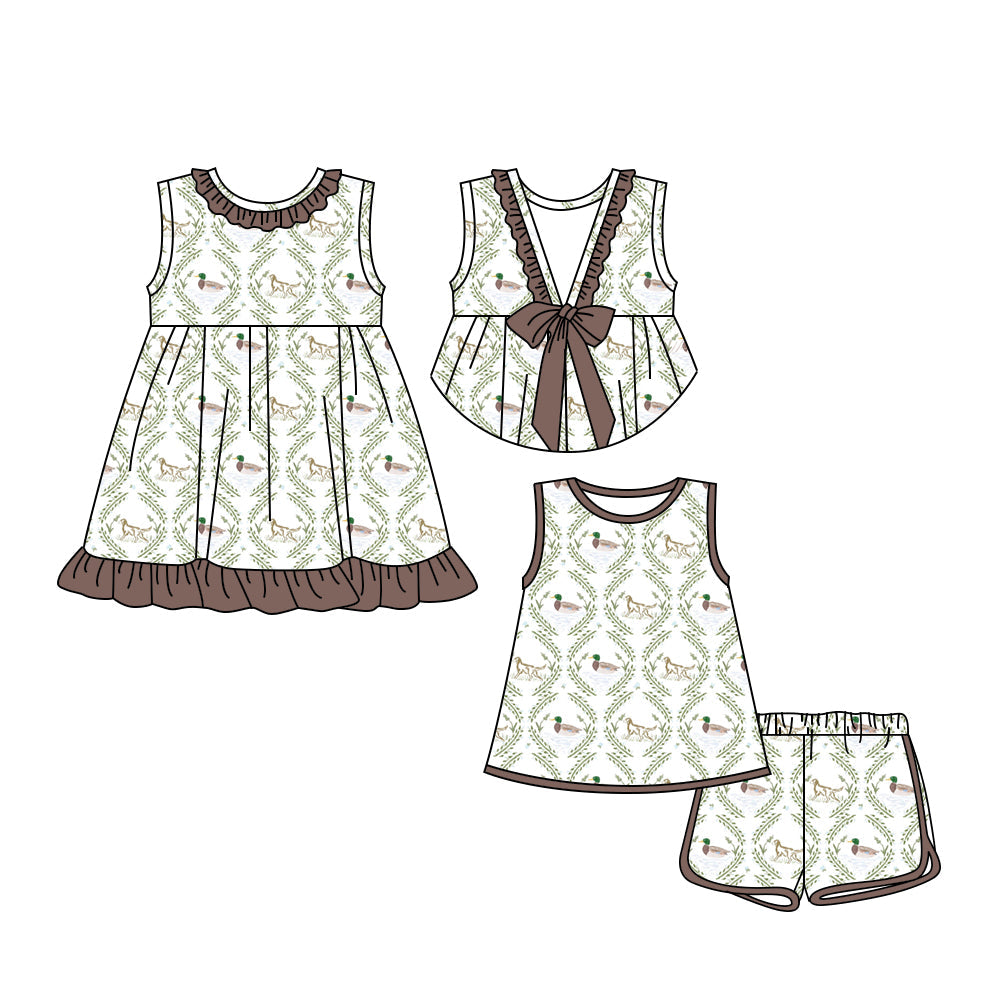 Baby Girl Sleeveless Ducks Sibling Summer Ruffle Dress Set ( Moq 5 Each Style ) 3.18