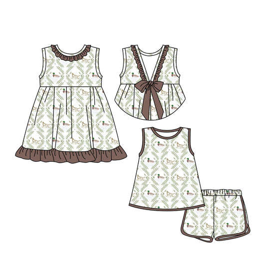Baby Girl Sleeveless Ducks Sibling Summer Ruffle Dress Set ( Moq 5 Each Style ) 3.18