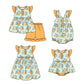 Baby Girl Floral Orange Sibling Romper Dress Clothes Set ( Moq 5 Each Design )