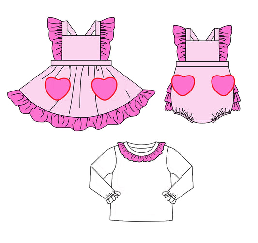 Baby Girl Valentine Day Sibling Matching Romper Dress Clothes Moq 5 Each Design