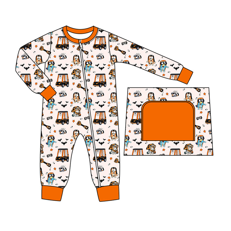 Baby Boy Infant Long Sleeves Halloween Dogs Zipper Romper