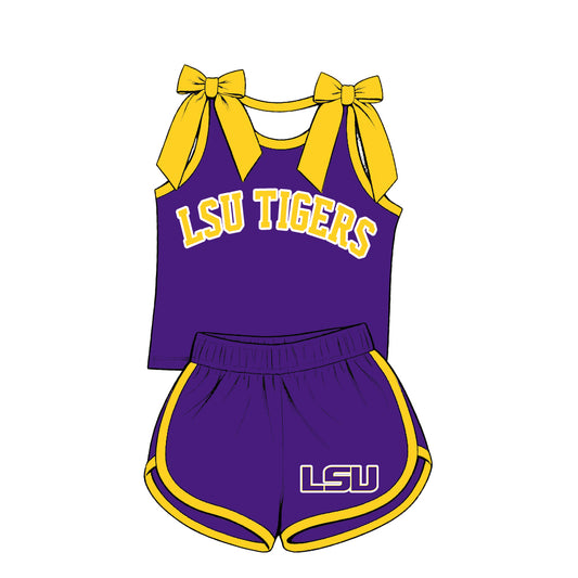 ( Moq 5 ) Baby Girls Kids Sleeveless Bows Shirt Shorts Team Set Clothes