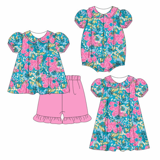Baby Girl Short Sleeves Flower Sibling Romper Dress Set ( Moq 5 Each Style ) 3.6