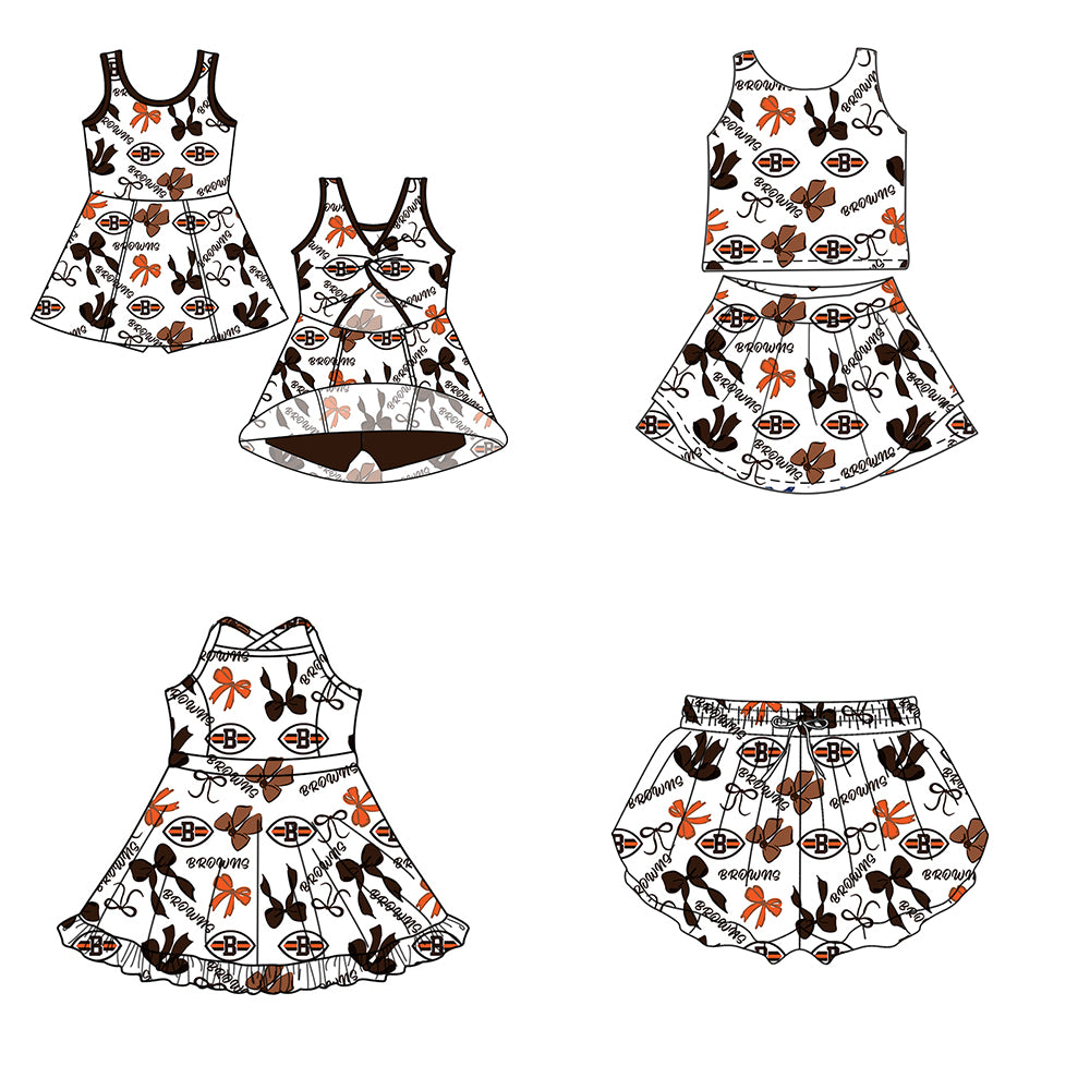 ( Moq 5 Each Style ) Baby Girls Toddler Bows Team Sibling Shorts Dresses Set Summer Clothes