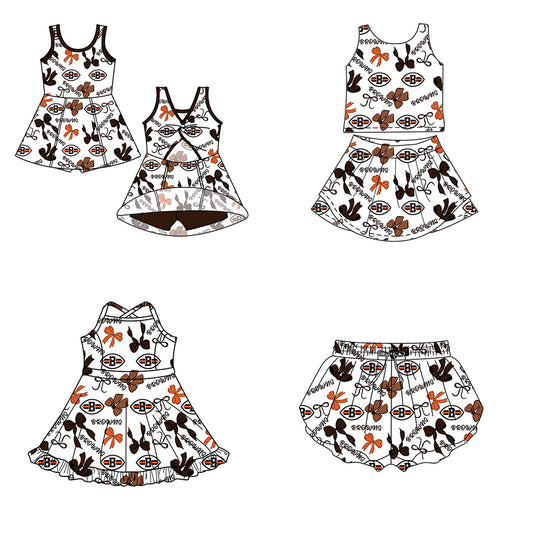 ( Moq 5 Each Style ) Baby Girls Toddler Bows Team Sibling Shorts Dresses Set Summer Clothes