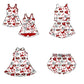 ( Moq 5 Each Style ) Baby Girls Toddler Red Bows Team Sibling Shorts Dresses Set Summer Clothing