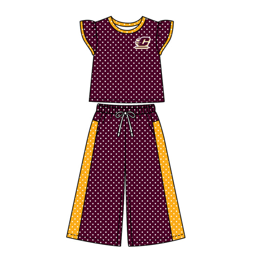 ( Moq 5 ) Baby Girls Kids Short Sleeves Shirt Pants Team Set Clothes