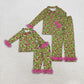 Sibling Baby Girls Adult Women Green Face Leopard Buttons Shirt Pants Christmas Fur Pajamas Set RTS