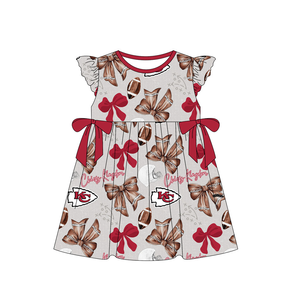 Baby Girl Football Bows Sibling Dress Romper Set ( Moq 5 Each Style )