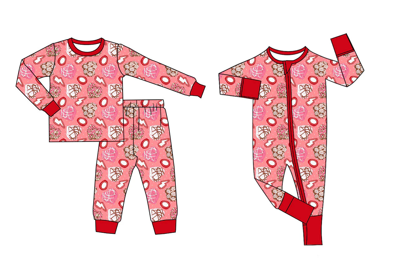 ( Moq 5 Each Style ) Baby Girls Kids Valentine's Hearts Sibling Zipper Romper Pajamas Set
