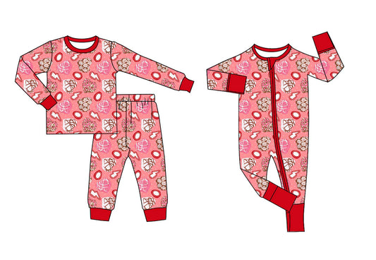 ( Moq 5 Each Style ) Baby Girls Kids Valentine's Hearts Sibling Zipper Romper Pajamas Set