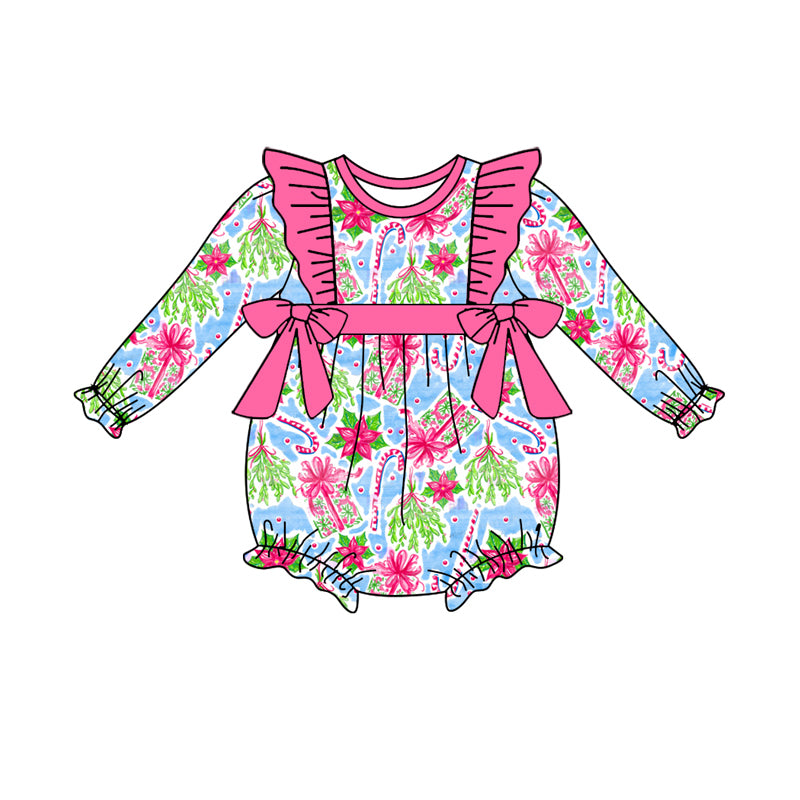 Baby Girl Long Sleeves Christmas Gifts Flower Bubble Romper