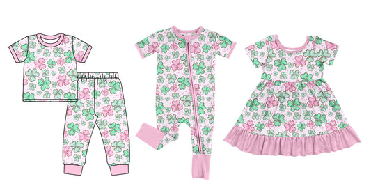 Baby Girl Short Sleeves St Patrick Sibling  Romper Dress Clothes Set ( Moq 5 Each Design ) 12.9